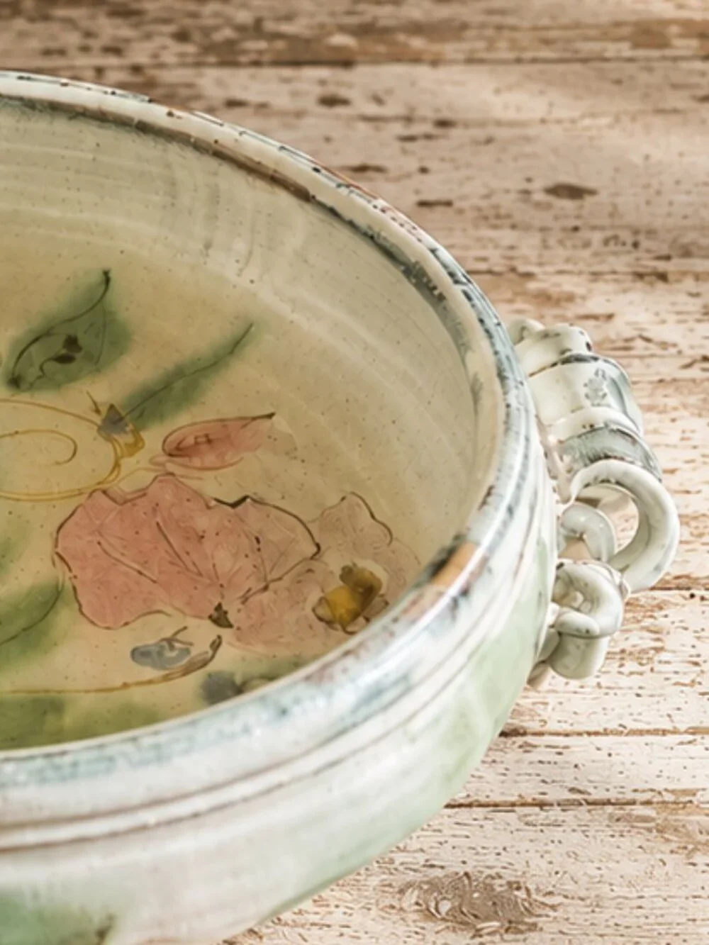 Vintage Signed Oversized Artisan Hand-Painted French Provence Art Pottery Bowl